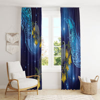 New Zealand Kokako Bird Window Curtain Kowhai Galaxy Style Polynesian Pattern LT22 - Polynesian Pride