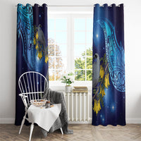New Zealand Kokako Bird Window Curtain Kowhai Galaxy Style Polynesian Pattern LT22 - Polynesian Pride