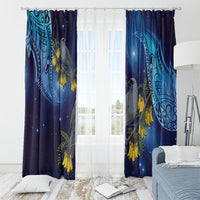 New Zealand Kokako Bird Window Curtain Kowhai Galaxy Style Polynesian Pattern LT22 - Polynesian Pride