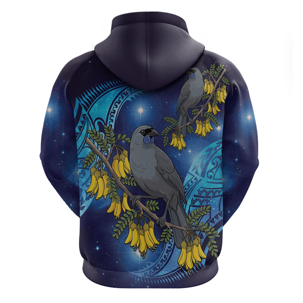New Zealand Kokako Bird Zip Hoodie Kowhai Galaxy Style Polynesian Pattern LT22 - Polynesian Pride