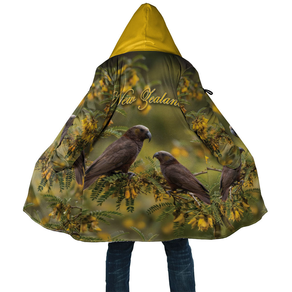 New Zealand Kaka Bird Cloak Kowhai Flower Landscape Style LT22 Unisex Green - Polynesian Pride