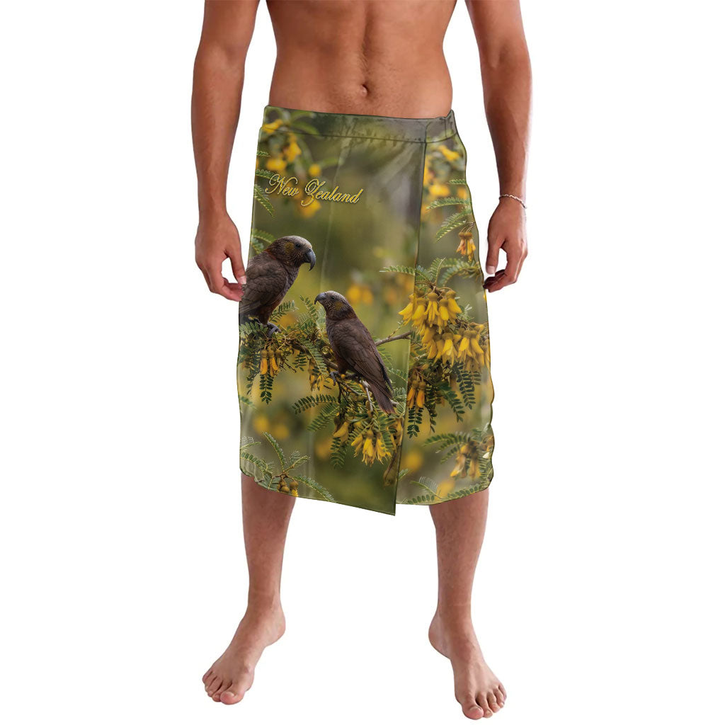 New Zealand Kaka Bird Lavalava Kowhai Flower Landscape Style LT22 Green - Polynesian Pride