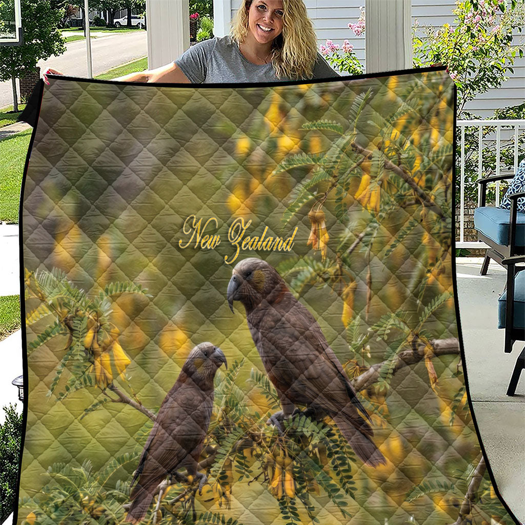 New Zealand Kaka Bird Quilt Kowhai Flower Landscape Style LT22 Green - Polynesian Pride