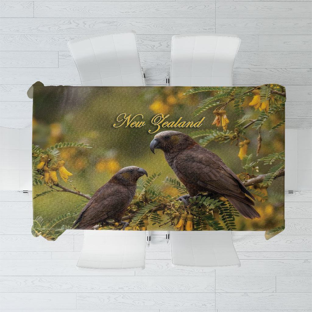 New Zealand Kaka Bird Tablecloth Kowhai Flower Landscape Style LT22 Green - Polynesian Pride