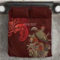New Zealand Kaka Bird Personalised Bedding Set Pohutukawa Matariki Maori Pattern LT22 Red - Polynesian Pride