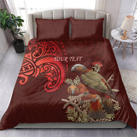 New Zealand Kaka Bird Personalised Bedding Set Pohutukawa Matariki Maori Pattern LT22 - Polynesian Pride