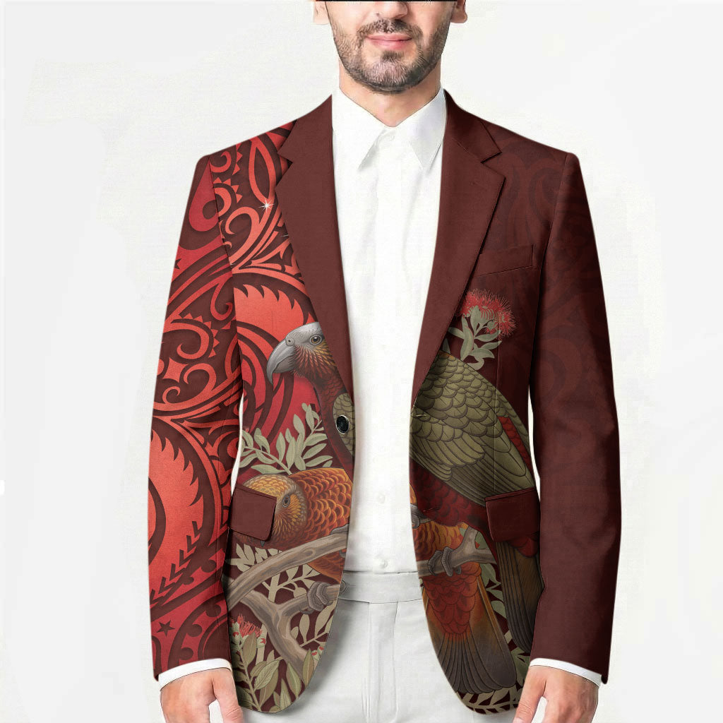 New Zealand Kaka Bird Personalised Blazer Pohutukawa Matariki Maori Pattern LT22 - Polynesian Pride