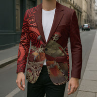 New Zealand Kaka Bird Personalised Blazer Pohutukawa Matariki Maori Pattern LT22 - Polynesian Pride