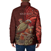 New Zealand Kaka Bird Personalised Padded Jacket Pohutukawa Matariki Maori Pattern LT22 - Polynesian Pride