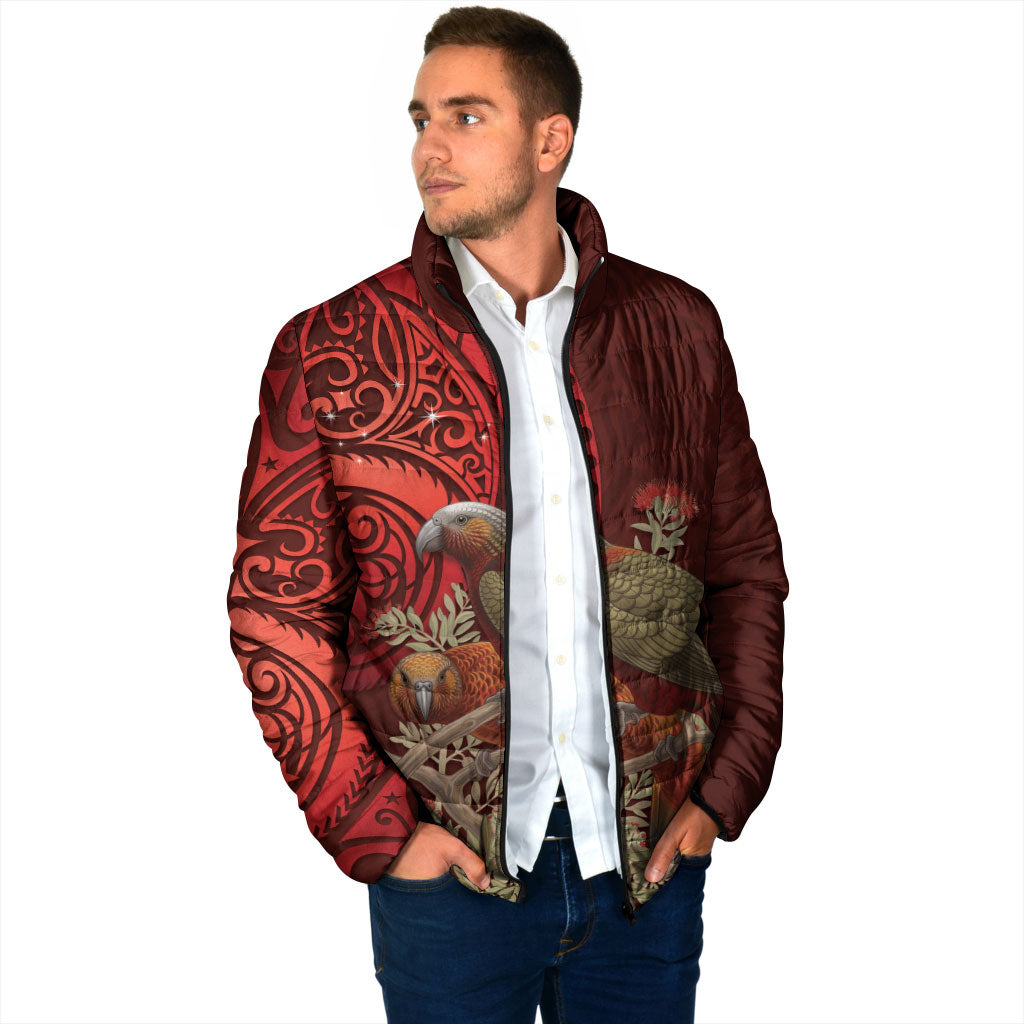 New Zealand Kaka Bird Personalised Padded Jacket Pohutukawa Matariki Maori Pattern LT22 - Polynesian Pride