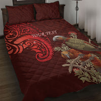 New Zealand Kaka Bird Personalised Quilt Bed Set Pohutukawa Matariki Maori Pattern LT22 Red - Polynesian Pride
