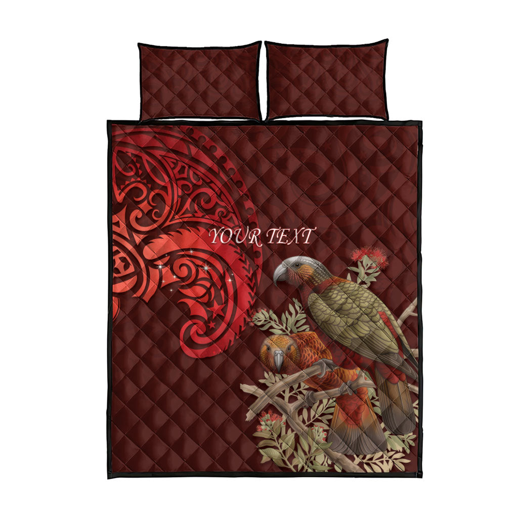 New Zealand Kaka Bird Personalised Quilt Bed Set Pohutukawa Matariki Maori Pattern LT22 - Polynesian Pride