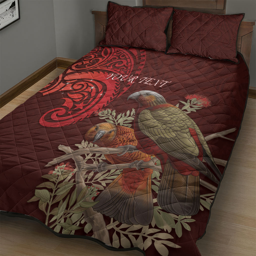 New Zealand Kaka Bird Personalised Quilt Bed Set Pohutukawa Matariki Maori Pattern LT22 - Polynesian Pride