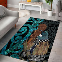 New Zealand Tui Bird Wahaika Area Rug Maori Weapon Paua Shell Koru Pattern LT22 - Polynesian Pride