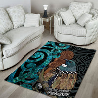 New Zealand Tui Bird Wahaika Area Rug Maori Weapon Paua Shell Koru Pattern LT22 - Polynesian Pride