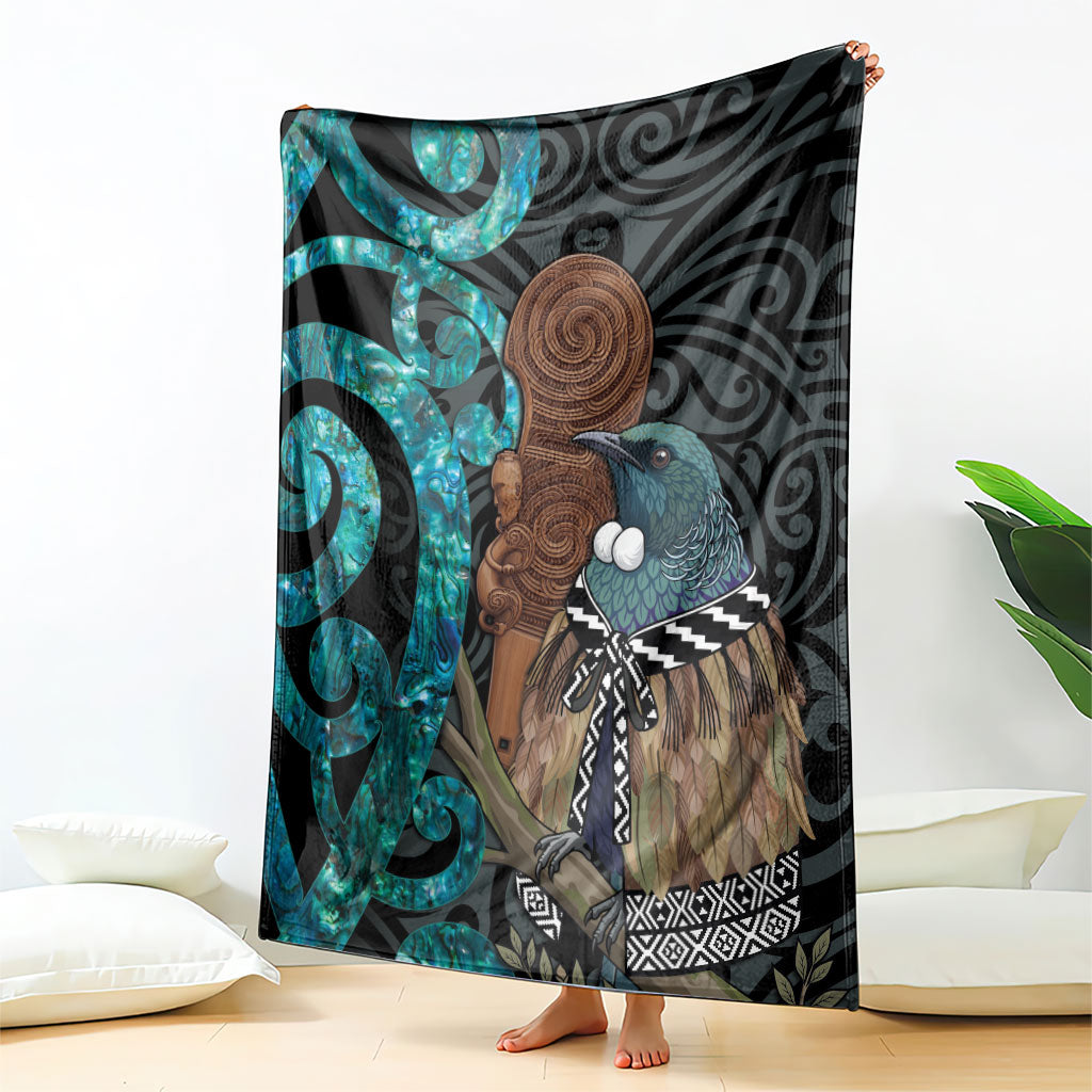 New Zealand Tui Bird Wahaika Blanket Maori Weapon Paua Shell Koru Pattern LT22 - Polynesian Pride