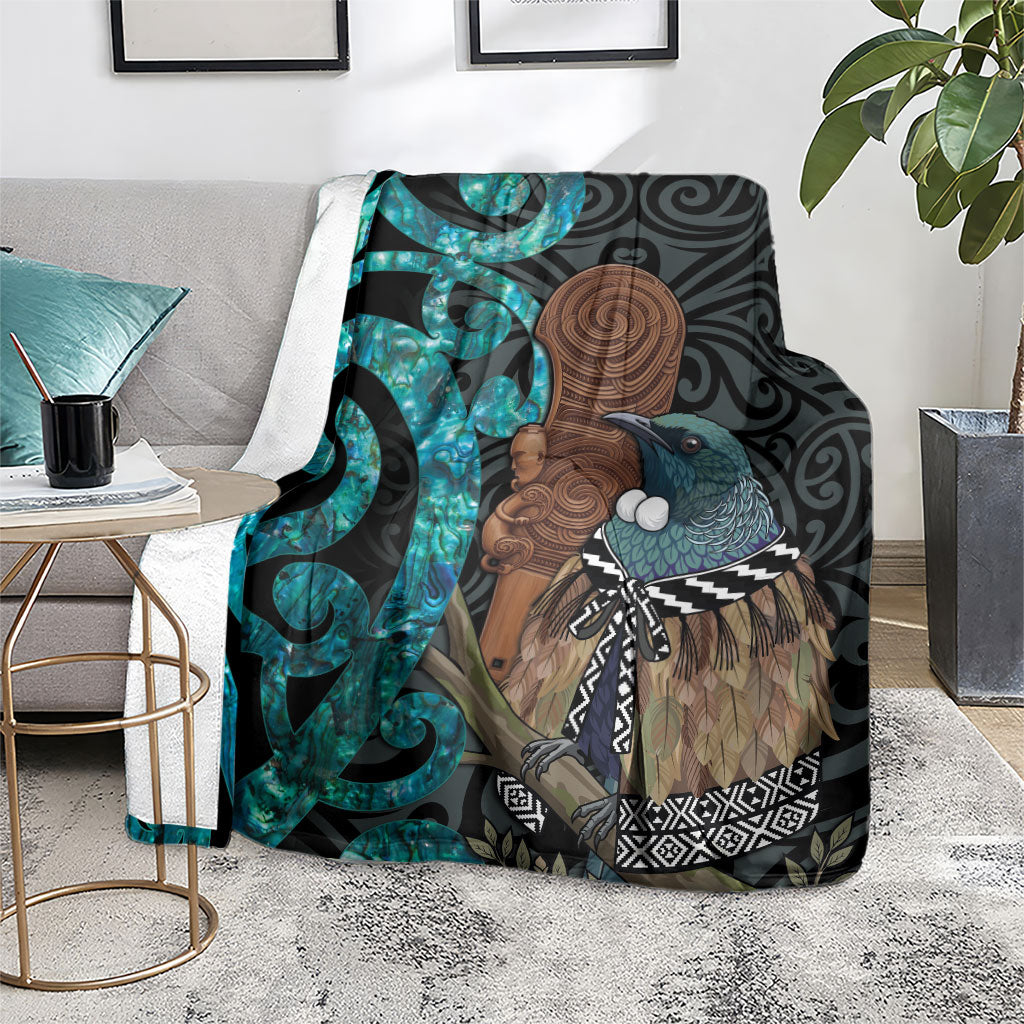 New Zealand Tui Bird Wahaika Blanket Maori Weapon Paua Shell Koru Pattern LT22 - Polynesian Pride