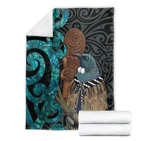 New Zealand Tui Bird Wahaika Blanket Maori Weapon Paua Shell Koru Pattern LT22 - Polynesian Pride