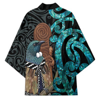 New Zealand Tui Bird Wahaika Kimono Maori Weapon Paua Shell Koru Pattern LT22 - Polynesian Pride