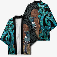 New Zealand Tui Bird Wahaika Kimono Maori Weapon Paua Shell Koru Pattern LT22 - Polynesian Pride