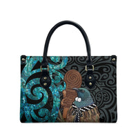 New Zealand Tui Bird Wahaika Leather Bag Maori Weapon Paua Shell Koru Pattern LT22 - Polynesian Pride