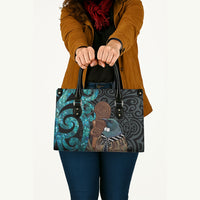 New Zealand Tui Bird Wahaika Leather Bag Maori Weapon Paua Shell Koru Pattern LT22 - Polynesian Pride