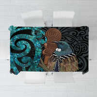 New Zealand Tui Bird Wahaika Tablecloth Maori Weapon Paua Shell Koru Pattern LT22 Black - Polynesian Pride