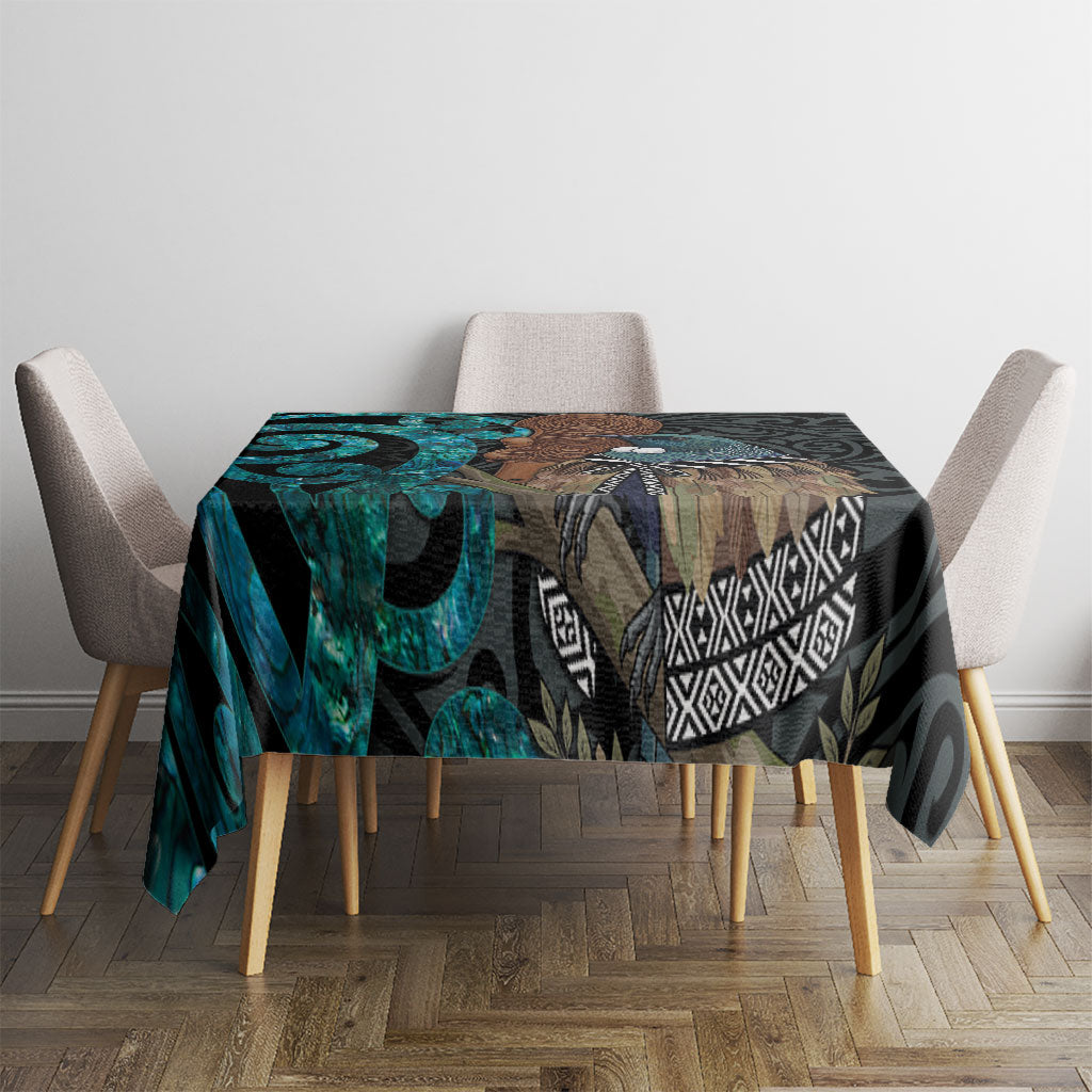 New Zealand Tui Bird Wahaika Tablecloth Maori Weapon Paua Shell Koru Pattern LT22 - Polynesian Pride