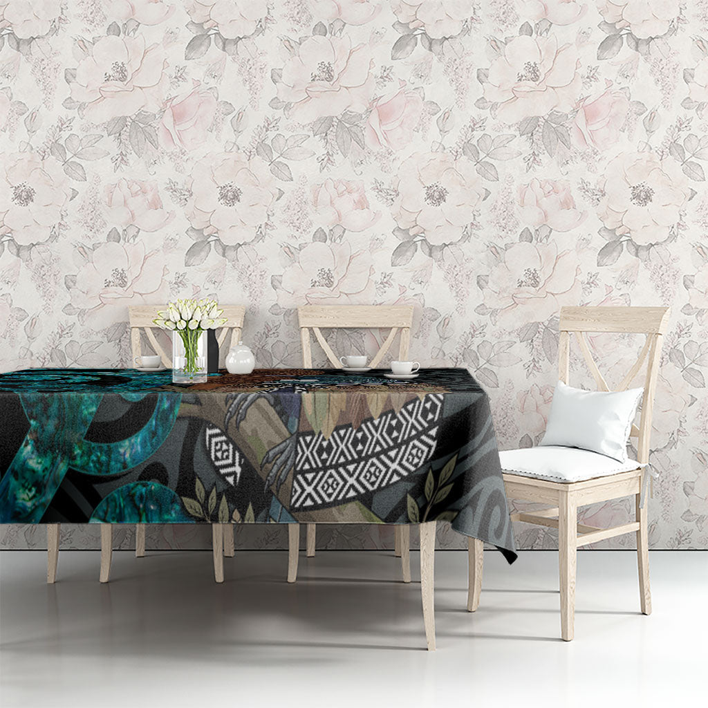New Zealand Tui Bird Wahaika Tablecloth Maori Weapon Paua Shell Koru Pattern LT22 - Polynesian Pride