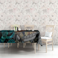 New Zealand Tui Bird Wahaika Tablecloth Maori Weapon Paua Shell Koru Pattern LT22 - Polynesian Pride