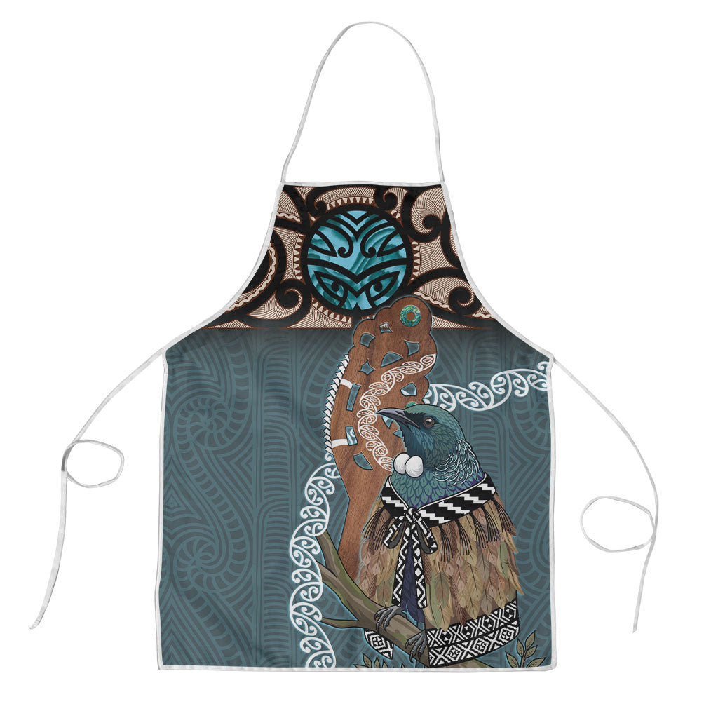 New Zealand Tui Bird Maripi Apron Maori Weapon Kowhaiwhai Pattern LT22 Slate Blue - Polynesian Pride
