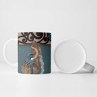 New Zealand Tui Bird Maripi Ceramic Mug Maori Weapon Kowhaiwhai Pattern LT22 - Polynesian Pride