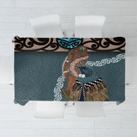 New Zealand Tui Bird Maripi Tablecloth Maori Weapon Kowhaiwhai Pattern LT22 Slate Blue - Polynesian Pride