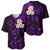 Personalised Niihau Hawaii Baseball Jersey Polynesian Tattoo and Pacific Plumeria Purple Vibe LT9 - Polynesian Pride