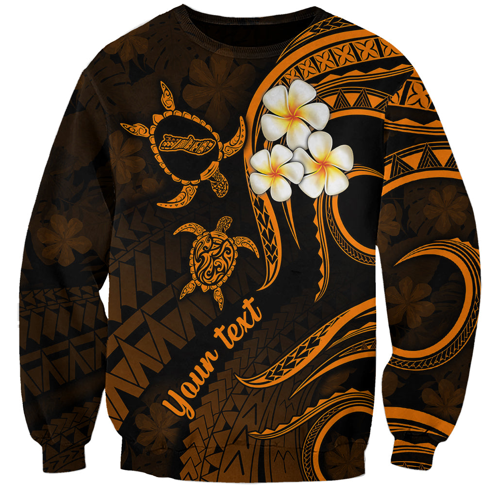 Personalised Molokai Hawaii Sweatshirt Polynesian Tattoo and Pacific Plumeria Gold Vibe LT9 Unisex Gold - Polynesian Pride