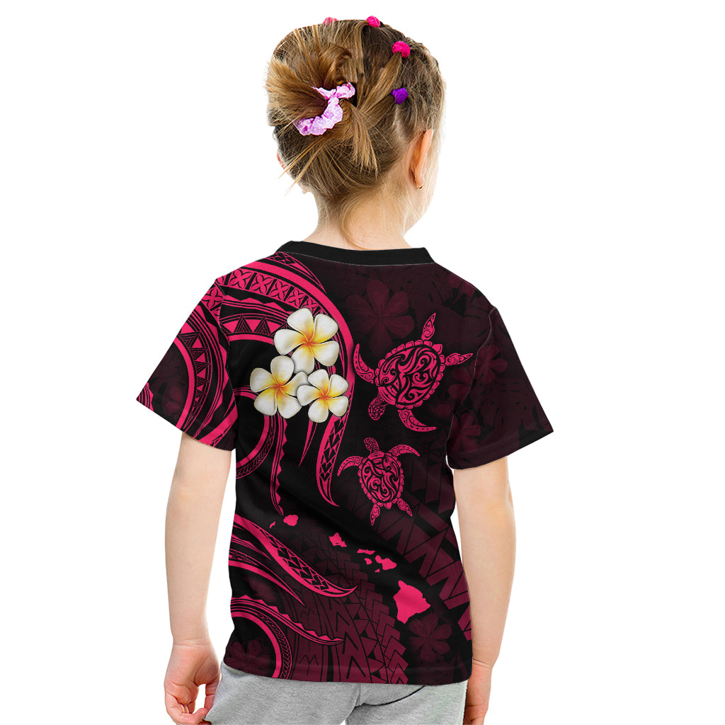Personalised Molokai Hawaii Kid T Shirt Polynesian Tattoo and Pacific Plumeria Pink Vibe LT9 - Polynesian Pride