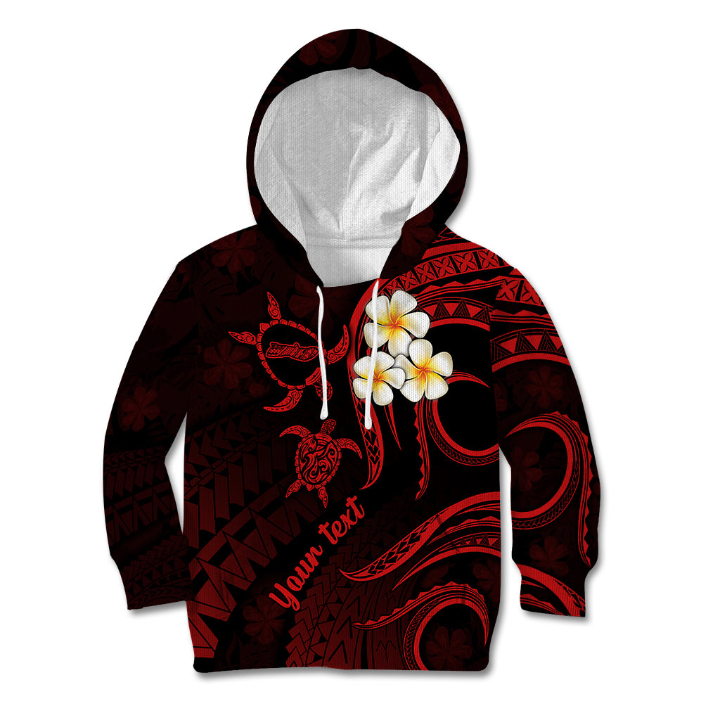 Personalised Molokai Hawaii Kid Hoodie Polynesian Tattoo and Pacific Plumeria Red Vibe LT9 Hoodie Red - Polynesian Pride