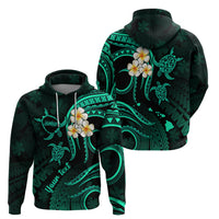 Custom Molokai Hawaii Hoodie Polynesian Tattoo and Pacific Plumeria Turquoise Vibe LT9 - Polynesian Pride
