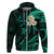 Custom Molokai Hawaii Hoodie Polynesian Tattoo and Pacific Plumeria Turquoise Vibe LT9 Zip Hoodie Turquoise - Polynesian Pride