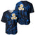 Personalised Lanai Hawaii Baseball Jersey Polynesian Tattoo and Pacific Plumeria Blue Vibe LT9 - Polynesian Pride