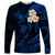 Personalised Lanai Hawaii Long Sleeve Shirt Polynesian Tattoo and Pacific Plumeria Blue Vibe LT9 Unisex Blue - Polynesian Pride