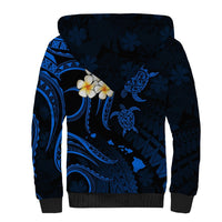 Personalised Lanai Hawaii Sherpa Hoodie Polynesian Tattoo and Pacific Plumeria Blue Vibe LT9 - Polynesian Pride