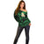 Personalised Lanai Hawaii Off Shoulder Sweater Polynesian Tattoo and Pacific Plumeria Green Vibe LT9 - Polynesian Pride