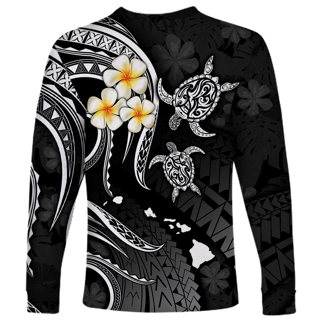 Personalised Kauai Hawaii Long Sleeve Shirt Polynesian Tattoo and Pacific Plumeria White Vibe LT9 - Polynesian Pride