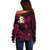 Personalised Kahoolawe Hawaii Off Shoulder Sweater Polynesian Tattoo and Pacific Plumeria Pink Vibe LT9 - Polynesian Pride