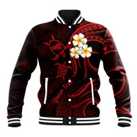 Personalised Kahoolawe Hawaii Baseball Jacket Polynesian Tattoo and Pacific Plumeria Red Vibe LT9 Unisex Red - Polynesian Pride