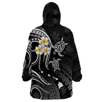 Personalised Kahoolawe Hawaii Wearable Blanket Hoodie Polynesian Tattoo and Pacific Plumeria White Vibe LT9 - Polynesian Pride