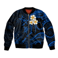 Hawaii Bomber Jacket Maui Islands Pacific Plumeria Blue Vibe LT9 Unisex Blue - Polynesian Pride