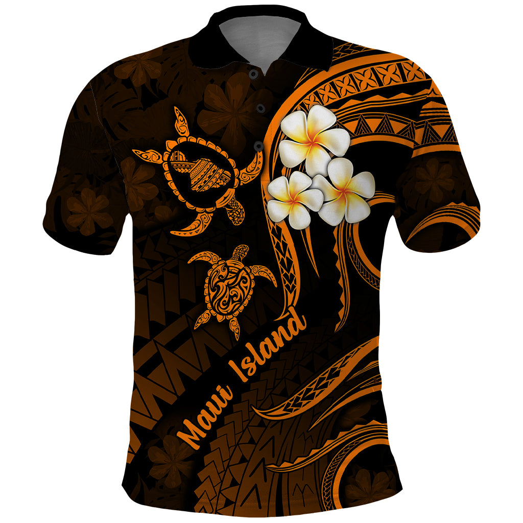 Hawaii Polo Shirt Maui Islands Pacific Plumeria Gold Vibe LT9 Gold - Polynesian Pride