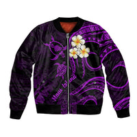Hawaii Bomber Jacket Maui Islands Pacific Plumeria Purple Vibe LT9 Unisex Purple - Polynesian Pride
